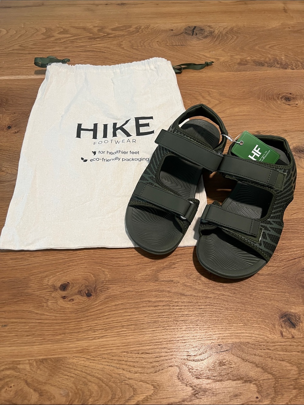 Hike Footwear HF Baresandals Olive Green Barefoot Sandals 9/9.5 NWT